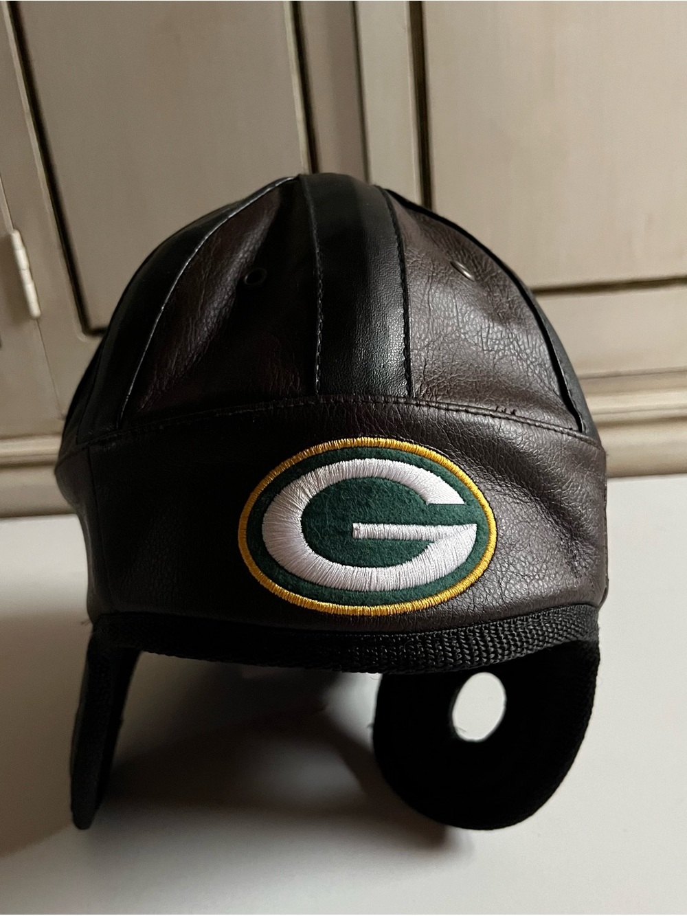 Men’s Green Bay Packers Hat Cap One Size NFL Football Reebok Faux Leather Helmet